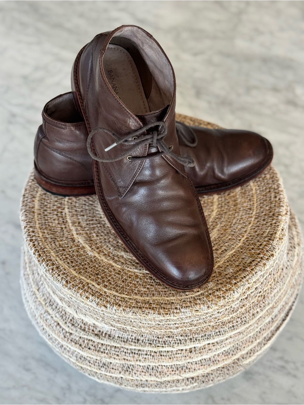 Banana Republic Dark Brown Leather Chukka Boots OrthoLite Men's Size 9